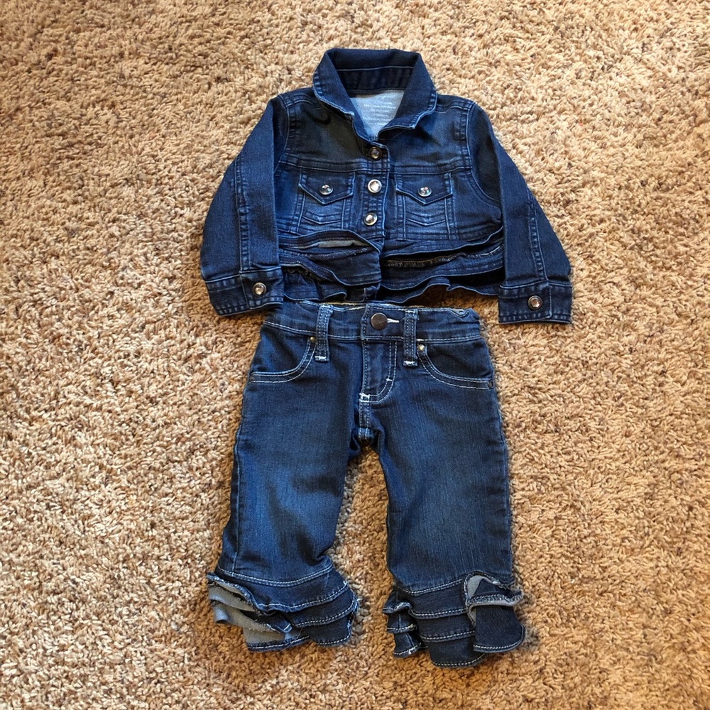 Toddler wrangler jean ruffled jacket with jewels